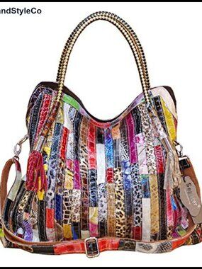 Genuine Leather Big Boston Bag Large Tote Hobo Crossbody Purse